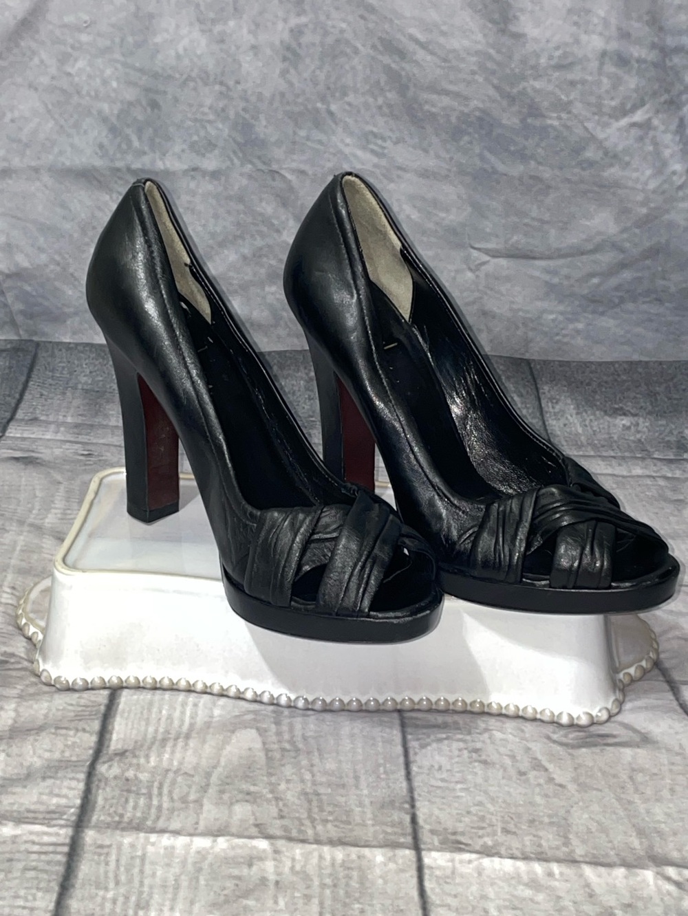 Cole Haan Black Peep-Toe High Heel platform pumps